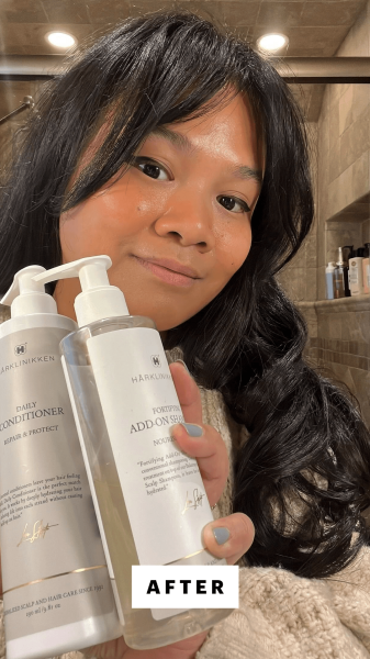 Calaor after applying the Harklinikken Balancing Shampoo and Daily Conditioner